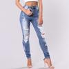 European and American Fashion High Waist Tight Ripped Jeans Trousers Women Ripped Skinny Jeans Women