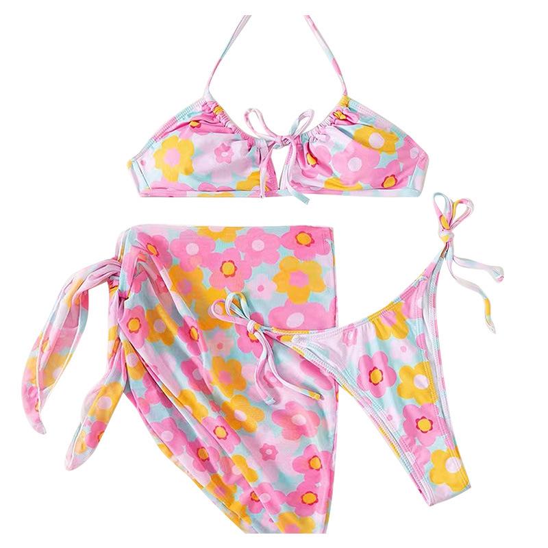 Women's Three-Piece European & American Print Bikini Swimsuit
