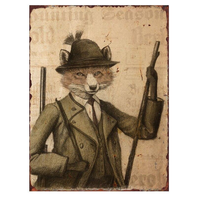 Vintage Wild Animals Metal Tin Sign Rustic Wall Art for Bar Cafe Restaurant Garage Home Decor