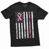 USA Flag Cancer Awareness Ribbon T-shirt Mens Womens Unisex American Flag Awareness Tee Shirt Breast Cancer Day Tee Shirt