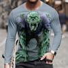 Monster Print Casual Men's Long-sleeved T-shirt Outdoor Vacation Round-neck Long-sleeved Spring and Autumn Clothing
