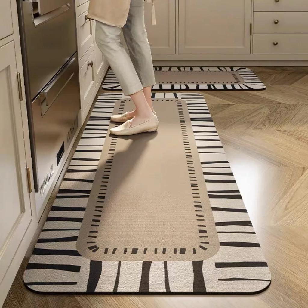 2-Piece Kitchen Oil-Proof Floor Mat Home Non-Slip Door Mat Full of Stand-Resistant Large Area Mat Carpet Crystal Velvet New