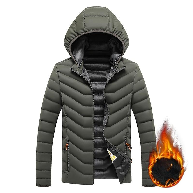 Light Comfortable and Versatile Jacket Cotton Clothing Men's Models Winter Slim Removable Cap Padded Thickened Hooded Jacket Men