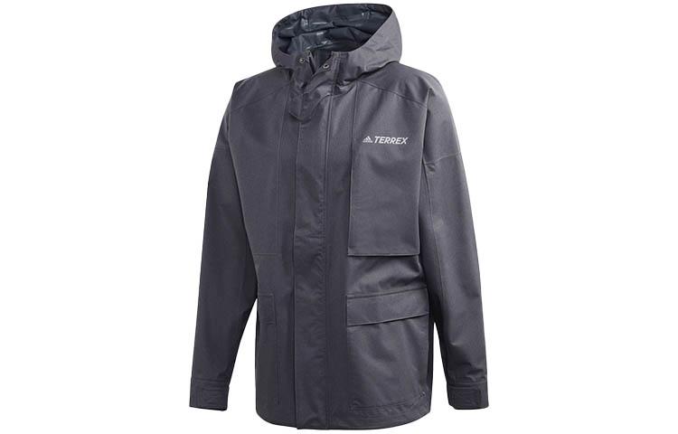 Adidas Jackets Men s Dark Heather Gray Hooded Moderate Instructor GL7399 L