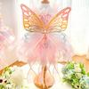 Dog Princess Dress Thin Cat Rainbow Butterfly Skirt Summer Girl Puppy Lace Tutu Dress for Small Medium Dogs Cats