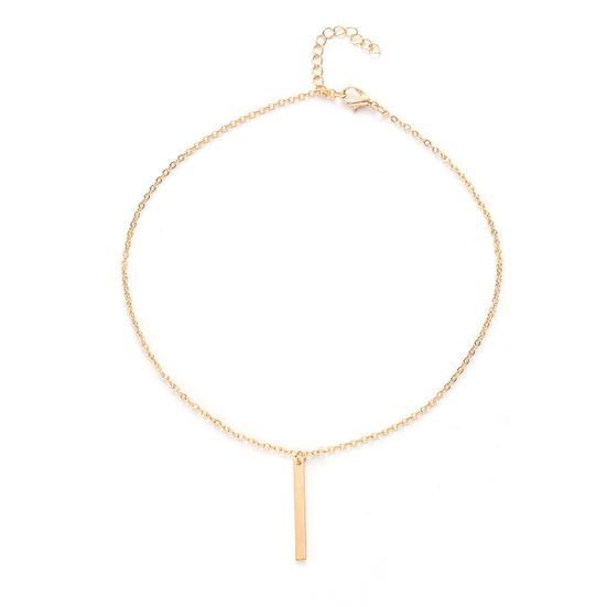 Women Fashion Metal Bar Charm Dangle Gold Plated Chain Pendant Necklace