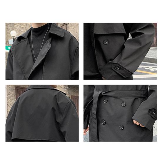 Abrigo de Invierno para Hombre Doble Botonadura Mangas Largas Solapa Color Sólido Botones Mantente a la Moda Holgado Ropa de Abrigo Longitud Media Gabardina para Hombre para la Calle