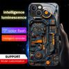 Luxury Blue Chip Pattern Luminous Glass LED Call Light Up Flash Phone Case Cover For iPhone Air 17 16 E 15 14 13 12 Pro Max Plus
