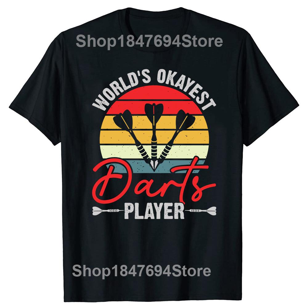 

Retro Vintage World’s Okayest Darts Player T Shirts Summer Graphic Cotton Streetwear Short Sleeve Birthday Gifts T-shirt Men 4XL
