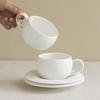 Soft Ruanyue Pure White Ceramic Coffee Cup and Saucer Set