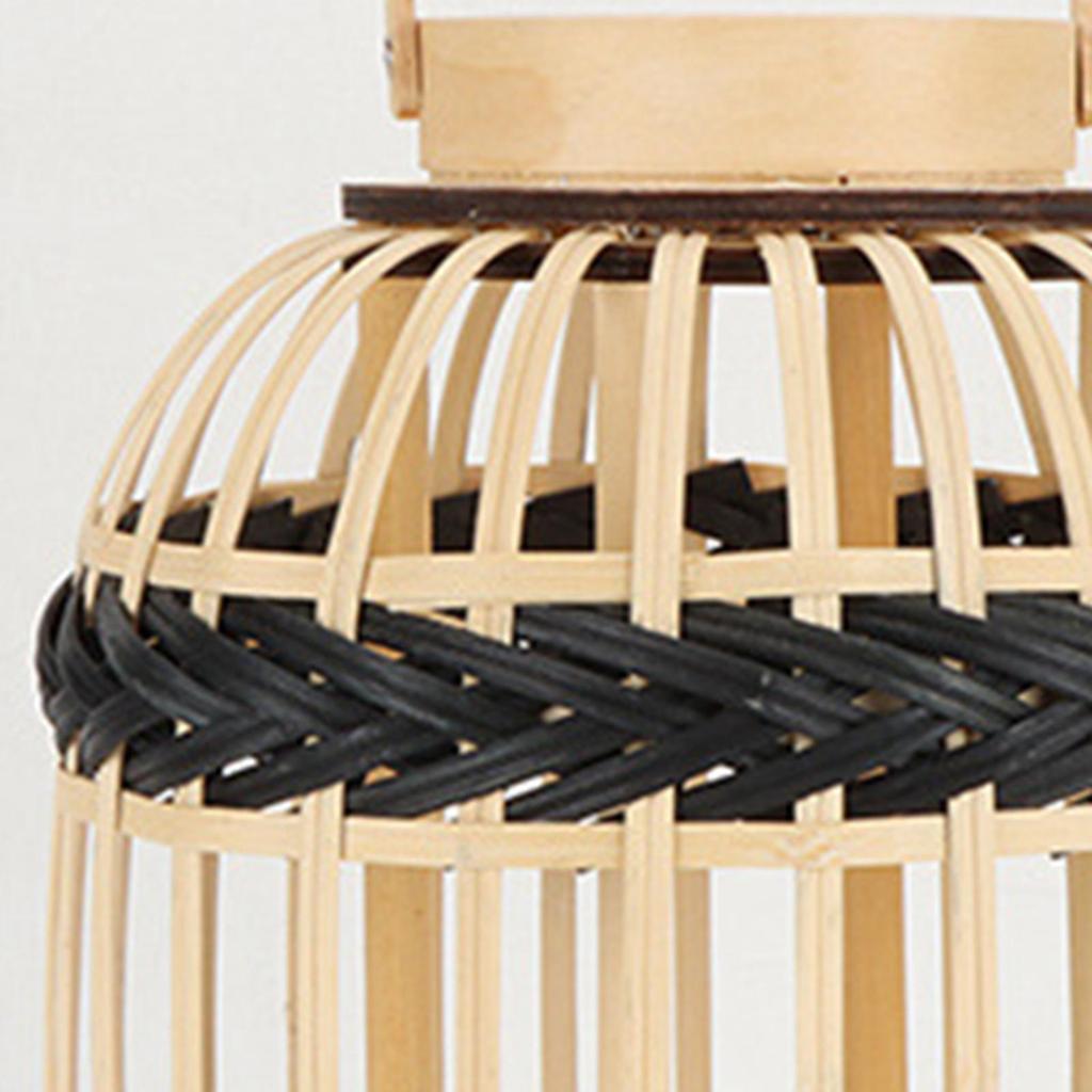Bamboo Lantern with Handle Romantic Hanging for Table Home Farmhouse Style A