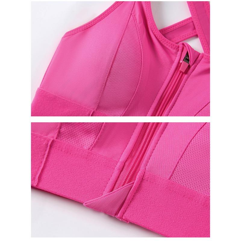 Reggiseno Sportivo da Donna Taglie Forti con Zip Regolabile Reggiseno da Yoga Senza Cuciture Schiena Incrociata Senza Ferretto