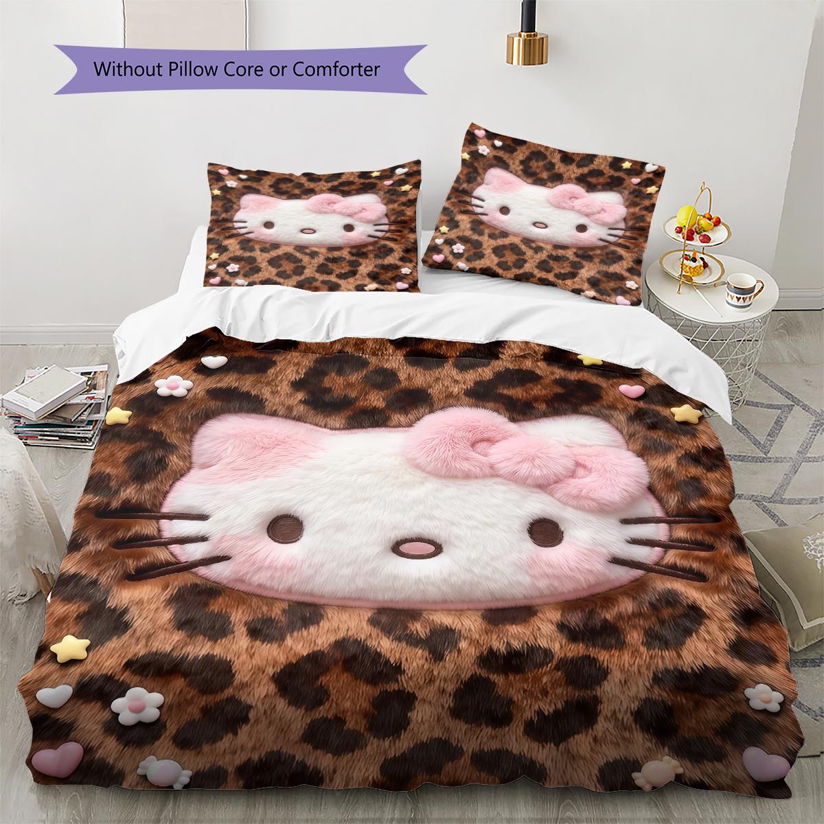 

Hello Kitty Pink Pattern Bedding,Quilt Set Quilt Cover Pillowcase Home Birthday Gift(1 * duvet cover + 2 * pillowcase, without core) 135x200cm