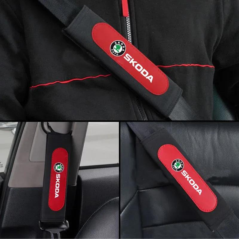 Car Seat Belt Suede Shoulder Covers for Skoda Kodiaq Superb Kamiq Octavia 2 A7 Tour RS Fabia 2 1 Rapid Yeti Karoq Felicia Kodiak