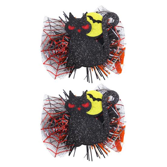 1 Pair Halloween Dog Barrettes Witch Hat Pet Hair Clip Felt Skull Gauze Cobweb Hair Accessories for Puppy Cats Festive Dress-up