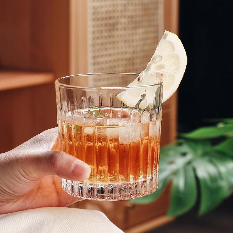 290ml/335ml Nordic Striped Glass Cup Creative Cocktail Glass Iced American Coffee Cup Latte Mocha Mugs Cafe Exquisite Glassware