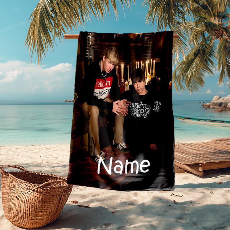 Custom Name Ultra-Soft Beach Towel with Sam and Colby Theme,Ideal for Pool - Camping, Diving - Perfect Travel Essential, Vibrant Beach Towel.