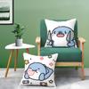 Tecknad Söt Hajar Monster Bild Kuddfodral Komfort Soffa Säng Silkeslen elegant Osynlig dragkedja Dekorativt kuddöverdrag
