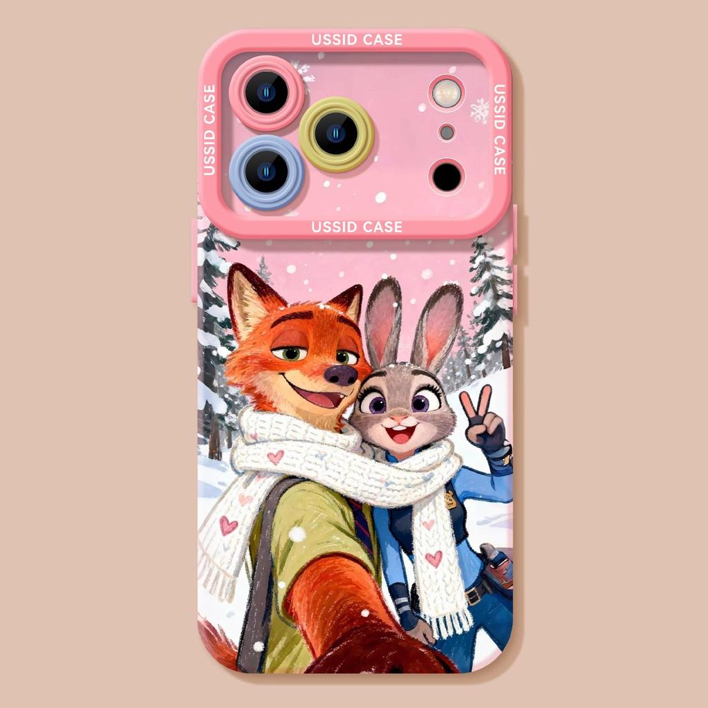 Winter Fox Rabbit Applies Apple 17 Silicone Soft 16promax Couple 15 Zootopia 14 Mobile Phone Case