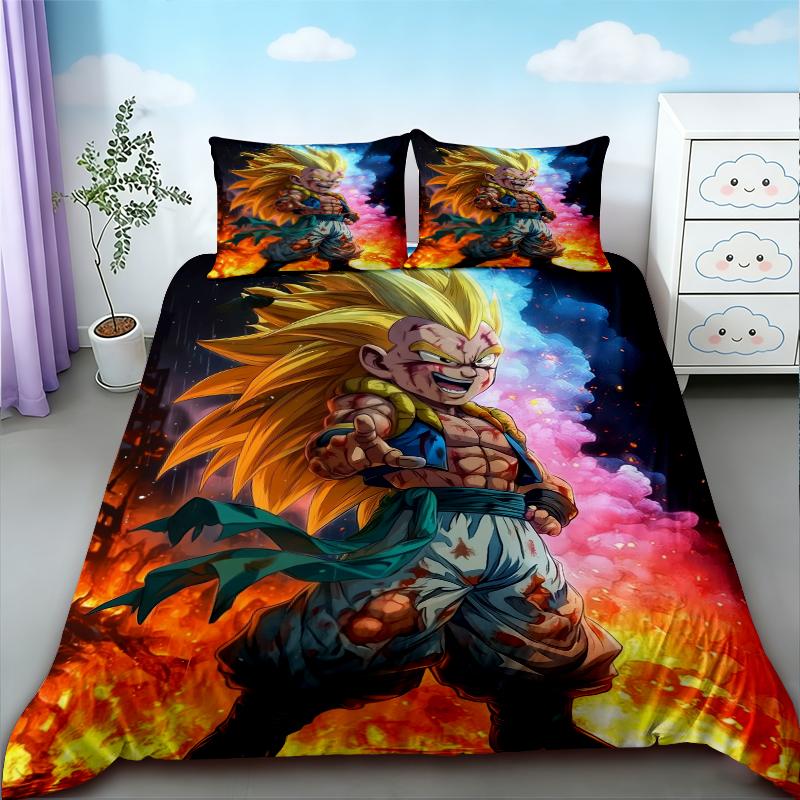 Duvet Cover Anime Dragon Ball Duvet Comforter Quilt Cover Set Super Saiyan Bedding Set Cartoon Bedroom Decoration Gifts