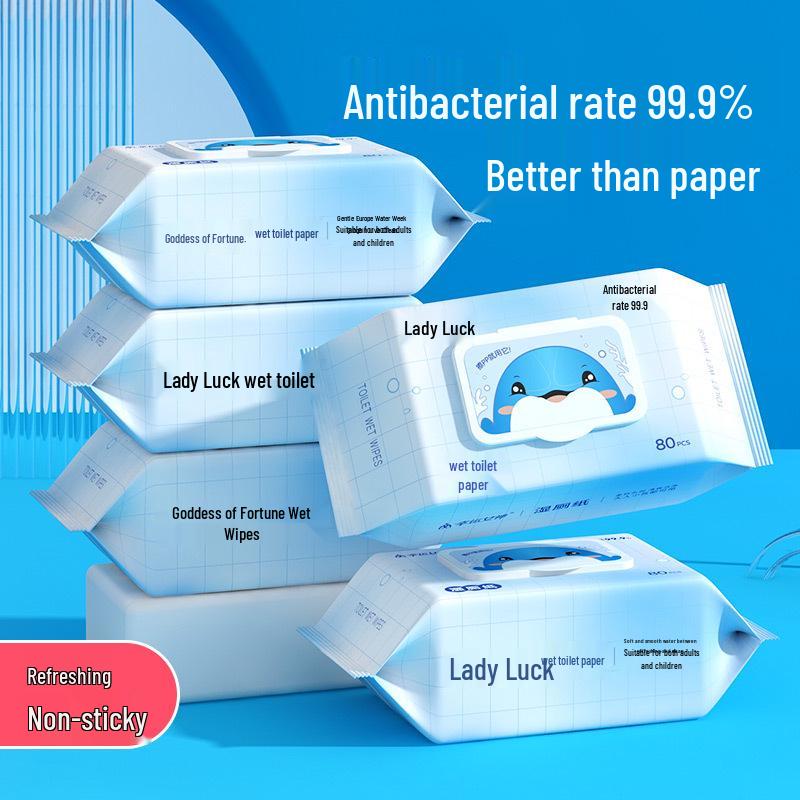Goddess of Fortune Individually Wrapped Pure Water Wipes - 80 Portable Single-Use Cleaning Wipes