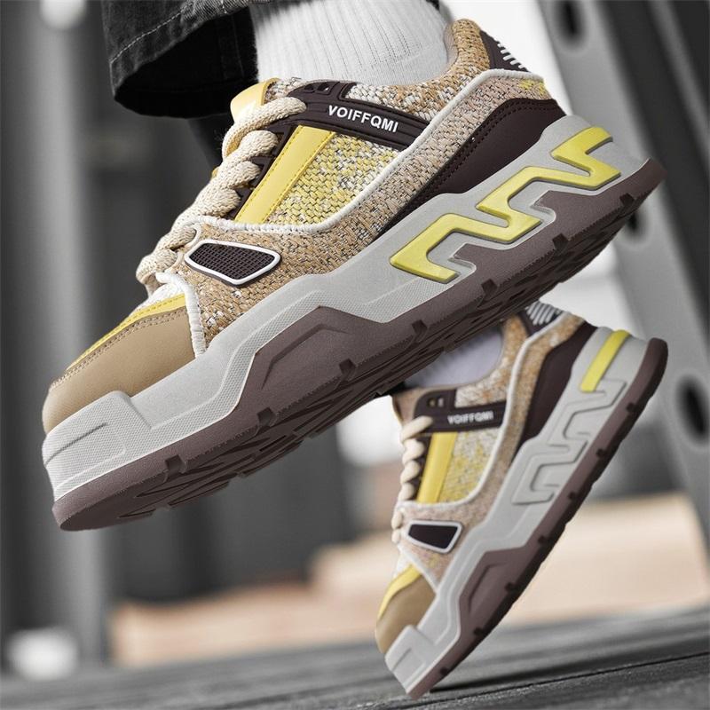 Autumn men's shoes niche design sense casual Internet celebrity weaving panel shoes soft sole versatile thick sole heightening sports tide shoes