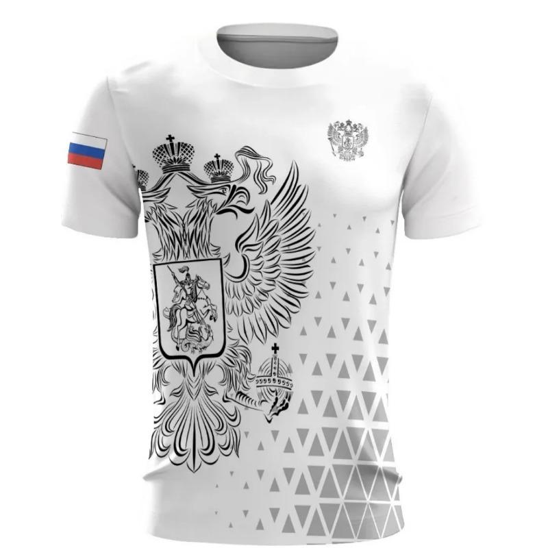 Summer Russian Men's T-shirt 3d Russian Flag Short-sleeved T-shirt Men's T-shirt Men's Casual Ventilated Sportswear Shirt