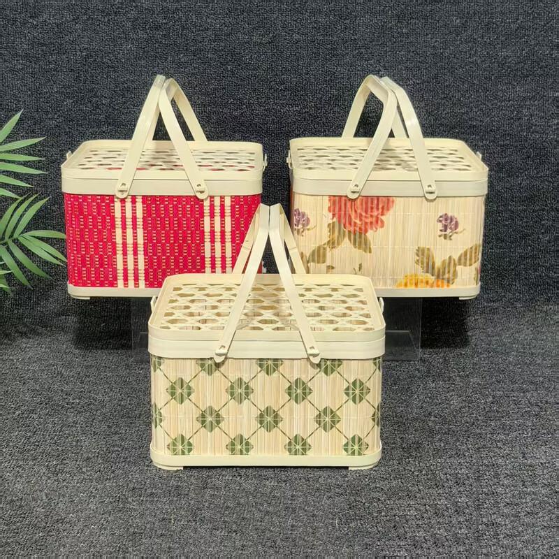 Blue & White Porcelain Style Imitation Bamboo Plastic Gift Baskets (Set of 3)