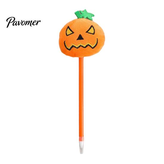 Gelstift Halloween Kürbis Tintenstift, 0,7 mm Kugelschreiber mit Plüschkürbis, Stifte Neuheit Schwarz für Partygeschenke, Geschenkbedarf Druckkugelschreiber