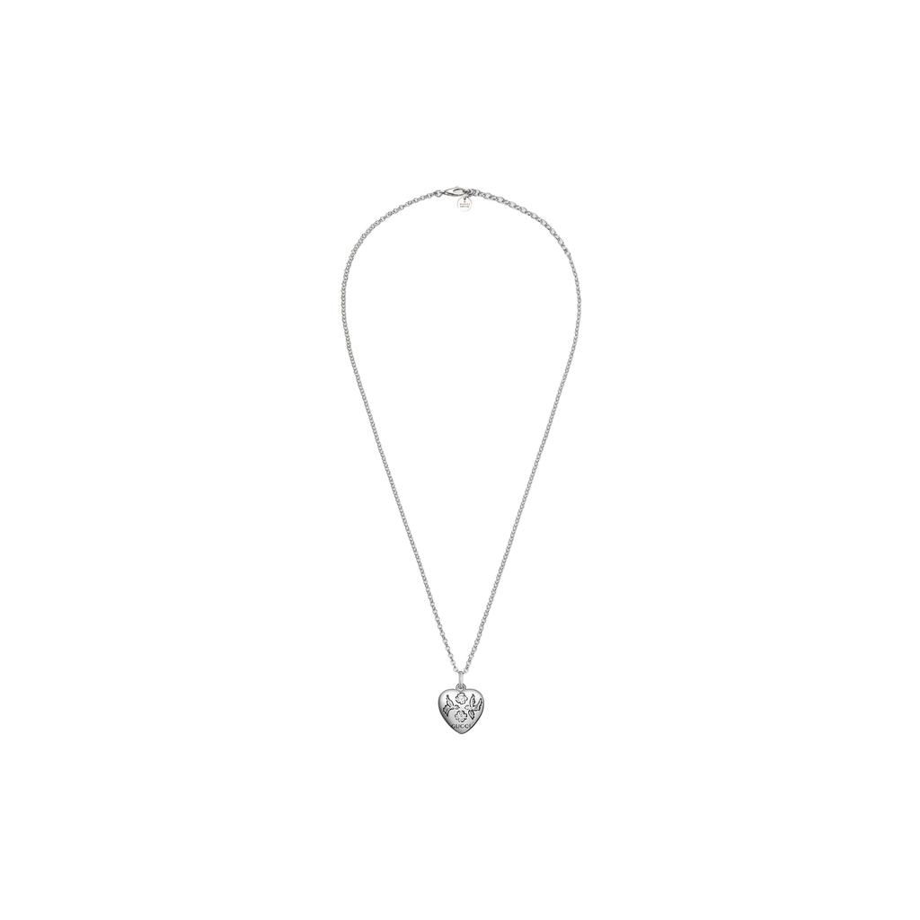 Gucci Blind For Love Heart Eye Engraved Shiny 925 Silver Necklace Women Necklace 455542-J8400-0701