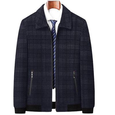 2026 Men's Spring/Autumn Plaid Lapel Jacket: Middle-aged Business Casual, High-end, Versatile