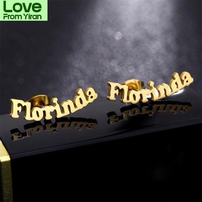 Personalisierte Namens Edelstahl Buchstaben Ohrstecker Für Frauen Benutzerdefinierter Name Piercing Ohrringe Namensschild Schmuck