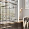 Steel Bird Cage on Wheels, Removable Tray, Doors, Perches, Feeders, 77 x 46.5 x 141 cm, Black