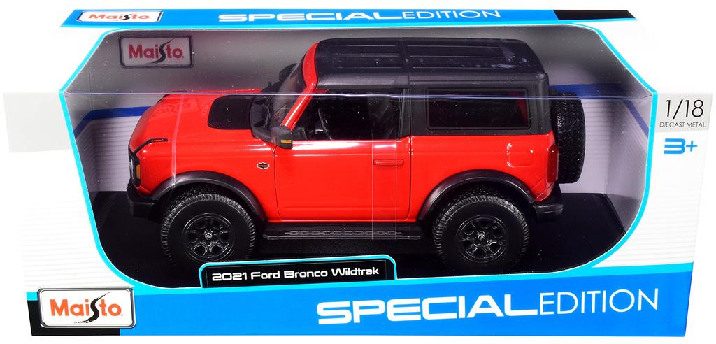 Maisto 31456 2021 Ford Bronco Wild Track Red Top Special Edition Diecast Model Car 1/18