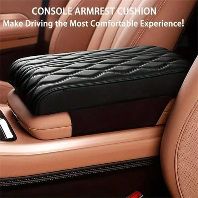 Car Soft Armrest Mat Wave Embroider PU Leather Center Console Arm Rest Protection Cushion Auto Armrests Storage Box Cover Pad