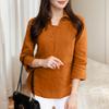 ZANZEA Women Turn Down Collar Solid Color Casual 3/4 Sleeve Blouse