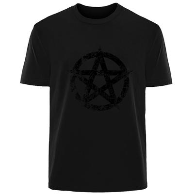 Retro Creative Pentagram Print Summer High Quality Men's 100% Cotton Breathable T-Shirt Street Casual Fashion Men's Street Wear