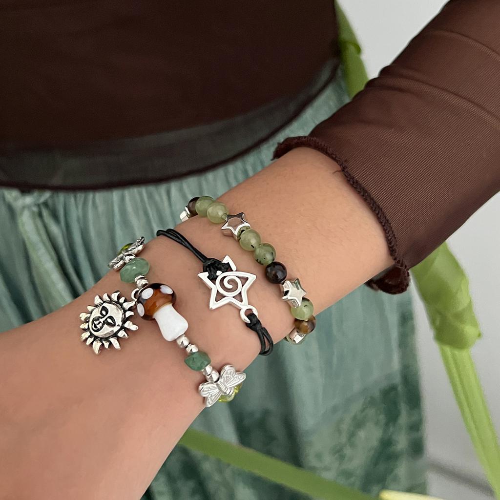Ethnic Style Sun Butterfly Beaded Bracelet Women'S Color Star Mushroom Bracelet Set Bracelet