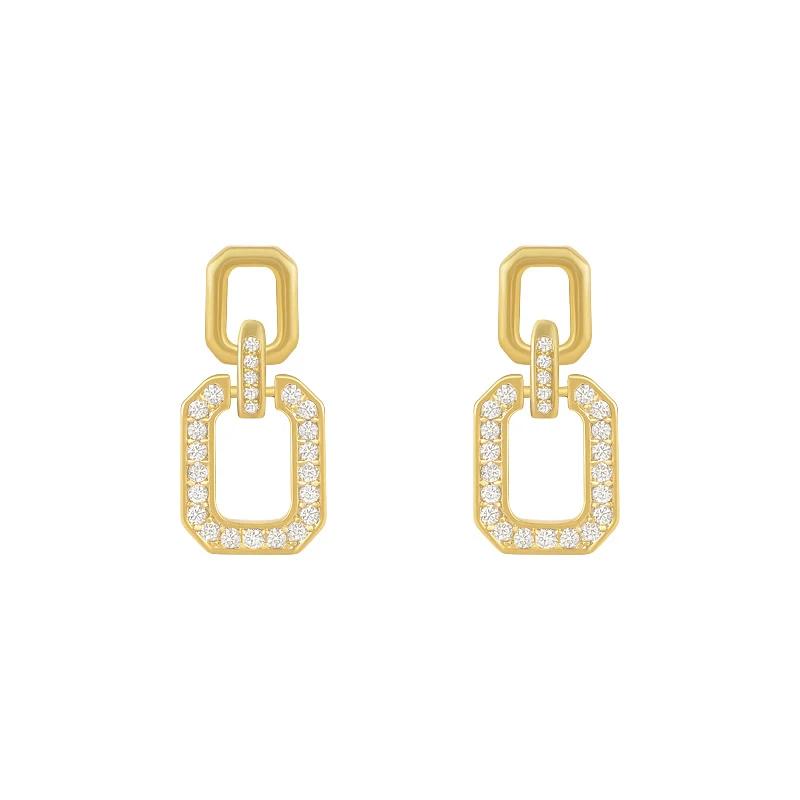 Exquisite Luxury Micro Inlaid Zircon Geometric Square Earrings for Woman 2024 Korean Fashion Zircon Party Girls Unusual Earring