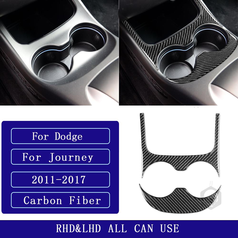 Für Dodge Journey 2011-2017 Kohlefaser Mittelkonsolen-Becherhalter-Panel-Zierleiste Abdeckung Auto-Innenzubehör Dekorativer Aufkleber