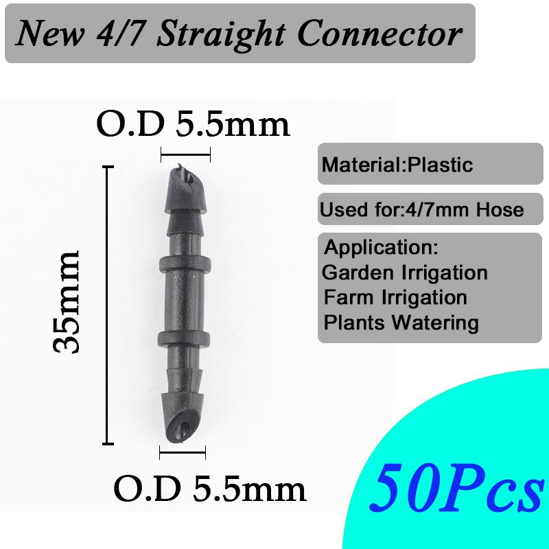 50Pcs Garden Irrigation Connectors 4/7mm 1/4'' Hose Barbed Single Double Tee Elbow Cross Joint Watering Kit Straight Accessories