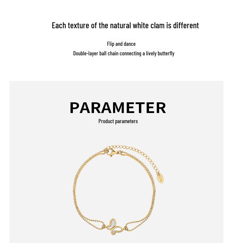 18K Gold-Plated Stainless Steel Butterfly Anklet for Women