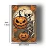 Rustic Pumpkin Skeleton Metal Wall Art Vintage Halloween Decor