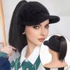 Synthetic Natural Straight Hair Ponytail Extension Wig Black Plush Shade Baseball Cap All-in-one Easy To Wear Hat Wig