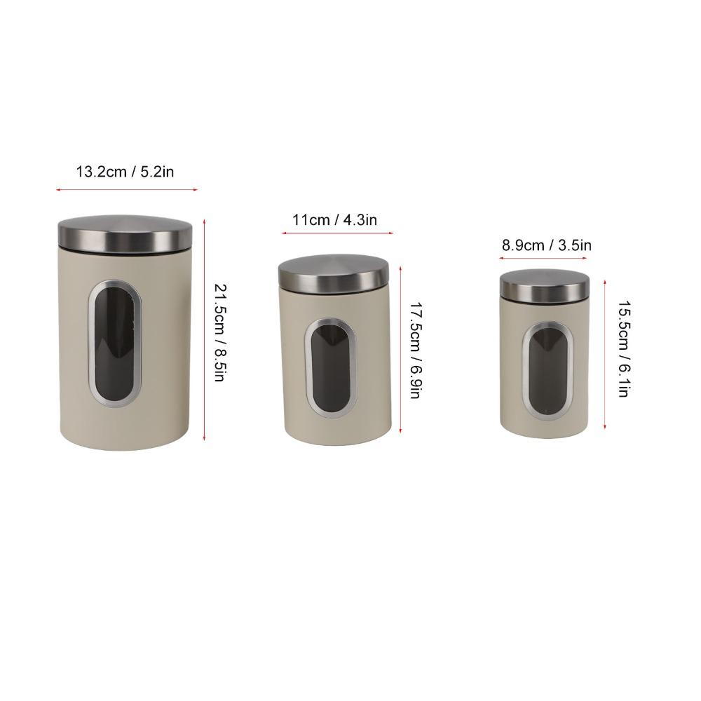 3-delige set beige/zwarte keukenbussen, ijzeren voedselbewaarpotten, luchtdichte container set, bar opslag