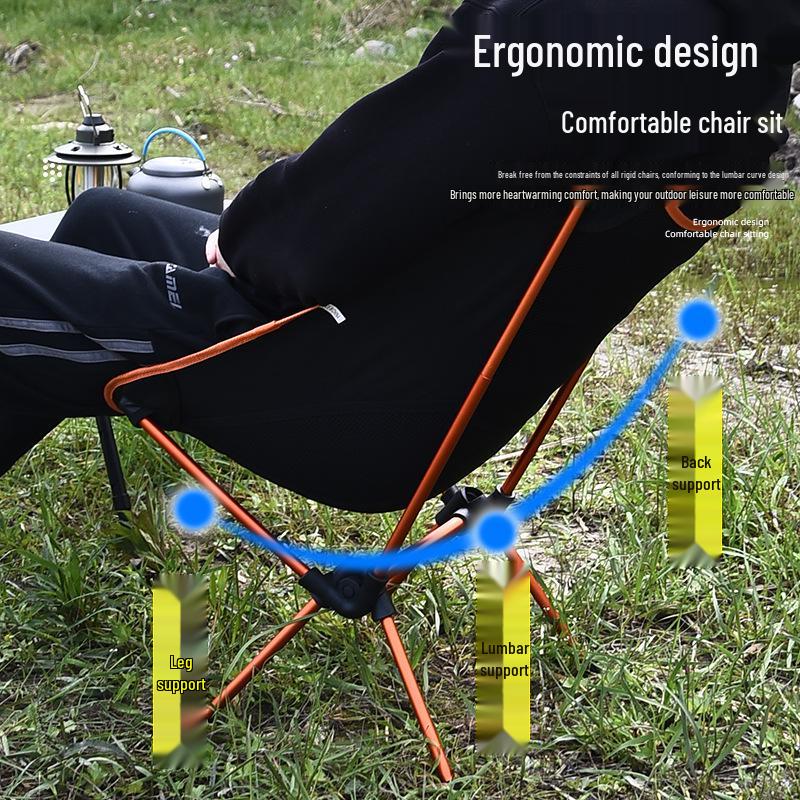 Ultra-light Portable Folding Chair for Outdoor, Beach, Camping, Fishing, and Sketching with Backrest - Moon or Director's Chair.