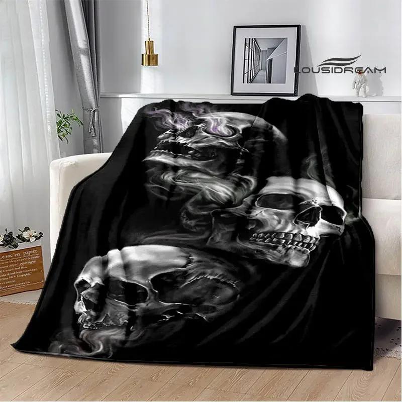 Retro Totenkopf Motorrad bedruckte Decken Picknickdecke Flansch Warme Decke Haus Reise Decken Bettwäsche Geburtstagsgeschenk