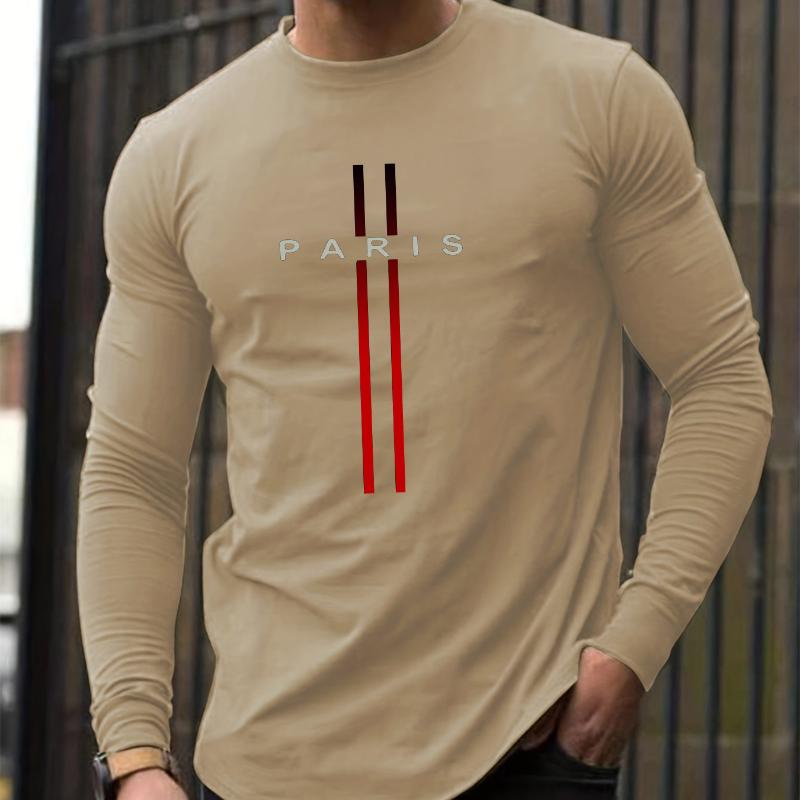 

Футболка с длинным рукавом, круглым вырезом и повседневным принтом Парижа, свободная и удобная, 100% хлопок, весна и осень XL