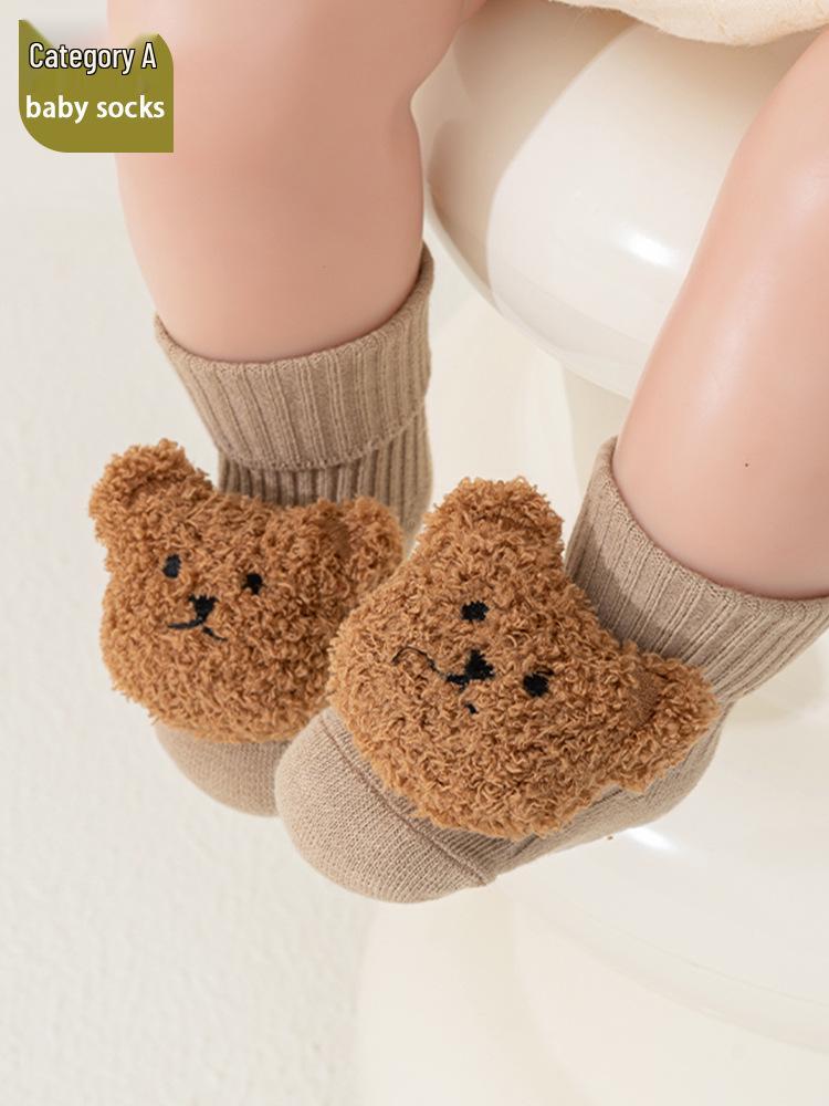 Newborn Cartoon Mid-Calf Non-Slip Cotton Socks for Boys and Girls - Spring/Autumn