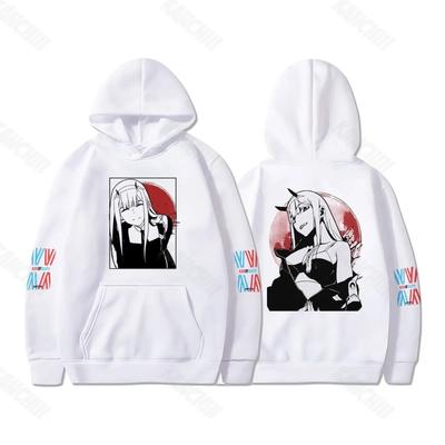 Hot Anime DARLING In the FRANXX Men Women Hoodies Zero Two Graphic Print Hooded Plus Size Sweatshirt Harajuku Unisex Pullover